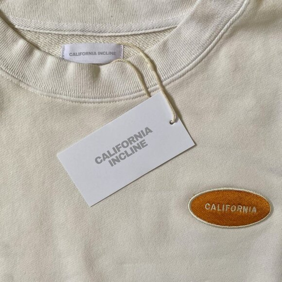California Incline MALIBU CALI Crew Neck Sweatshirt Cream Size L Sample NWT - Picture 11 of 14